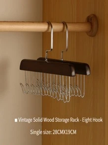1入組棕色的多功能木頭衣架帶8掛鉤,完美適用於存儲內衣,文胸,貼身吊帶背心和其他衣服,或者適用於晾乾衣服和毛巾