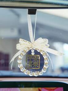 1pc Peaceful & Happy Car Decoration Pendant For Rearview Mirror Hanging - Multicolor - View 1