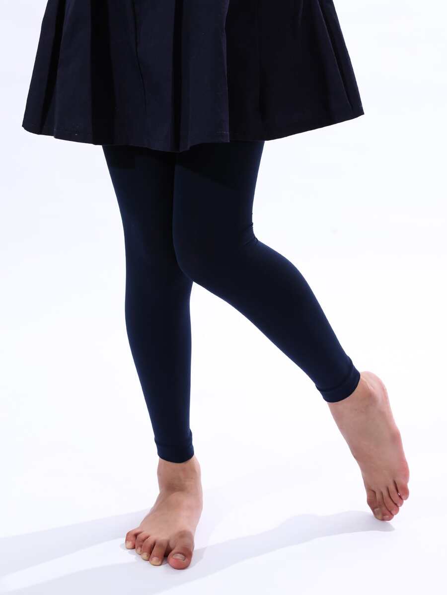 Girls' Basic Solid Color Dance Tights - Navy Blue - View 1