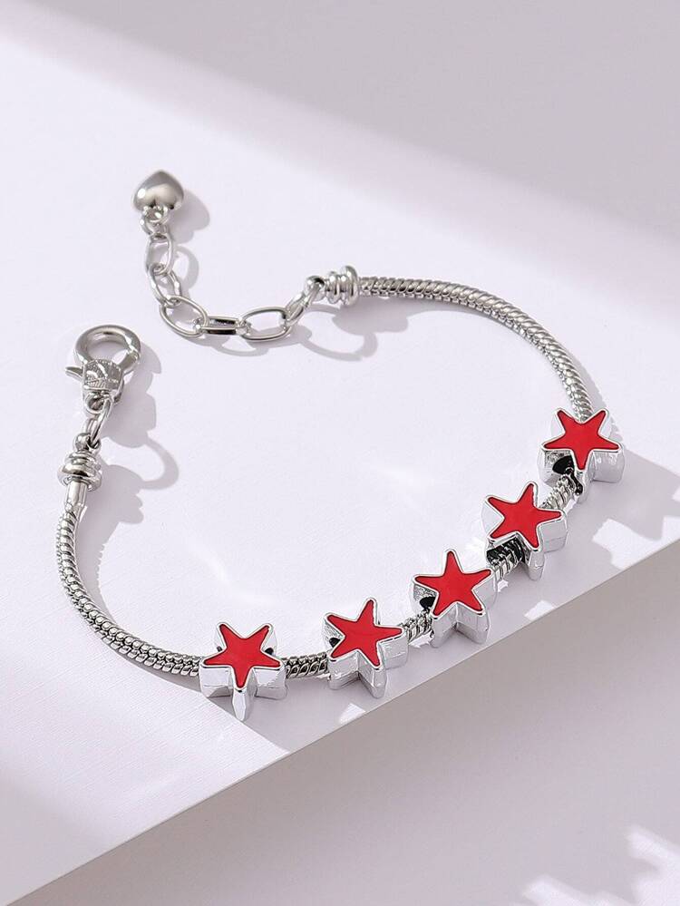 1pc Simple & Stylish Five-pointed Star Shaped Personalized Chain Bracelet For Women, Suitable For Daily Wear