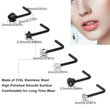 Conjunto De Joyas Para Piercing Corporal Con Forma De Estrella De Diamantes De Imitación Brillantes De 42 Piezas - Negro - Ver 2