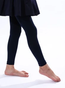 Girls' Basic Solid Color Dance Tights - Navy Blue - View 5