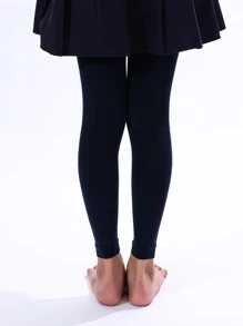 Girls' Basic Solid Color Dance Tights - Navy Blue - View 6