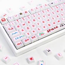 HXSJ 127 Keys PBT Keycaps,Cute Graffiti Dye Sublimation XDA Profile Keycaps Customized ANSI Layout Keycaps Set Compatible With Cherry MX Switches Mechanical Keyboards (XDA Profile) Adaptation 108 104 98 87 84 68 64 61 Key (Pink) - Graffiti Hand Pink-painted XDA PBT 127Keys - View 1