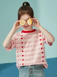 Áo thun tay ngắn in chữ nhẹ nhàng cho bé gái tuổi mới lớn, mùa hè - Hồng - Xem 6