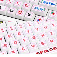 HXSJ 127 Keys PBT Keycaps,Cute Graffiti Dye Sublimation XDA Profile Keycaps Customized ANSI Layout Keycaps Set Compatible With Cherry MX Switches Mechanical Keyboards (XDA Profile) Adaptation 108 104 98 87 84 68 64 61 Key (Pink) - Graffiti Hand Pink-painted XDA PBT 127Keys - View 11