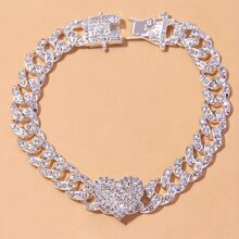 1pc Fashionable Luxurious Rhinestone Chain Anklet - Silver - View 2