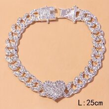 1pc Fashionable Luxurious Rhinestone Chain Anklet - Silver - View 3