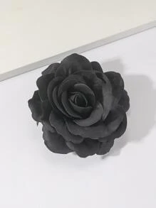 1入組玫瑰花髮夾，玫瑰花髮飾胸針，婚禮髮夾佛朗明高舞女，適用於女士女孩 - 黑色 - 查看 2