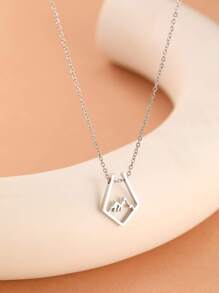 Aomogo 銀色時尚山形空心吊墜項鍊,適合日常佩戴和假日送禮 - 銀色 - 查看 5