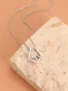 Aomogo 銀色時尚山形空心吊墜項鍊,適合日常佩戴和假日送禮 - 銀色 - 查看 4