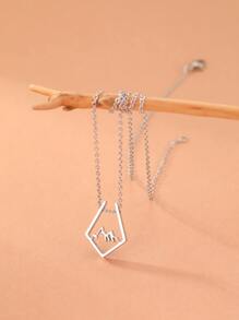 Aomogo 銀色時尚山形空心吊墜項鍊,適合日常佩戴和假日送禮 - 銀色 - 查看 1