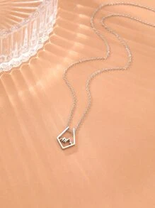 Aomogo 銀色時尚山形空心吊墜項鍊,適合日常佩戴和假日送禮 - 銀色 - 查看 3