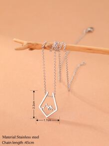 Aomogo 銀色時尚山形空心吊墜項鍊,適合日常佩戴和假日送禮 - 銀色 - 查看 6