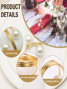 12入組聖誕珍珠餐巾環,婚宴或晚宴裝飾餐巾套