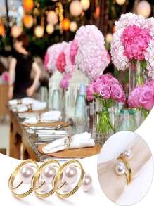 12入組聖誕珍珠餐巾環,婚宴或晚宴裝飾餐巾套