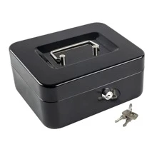 HappyWare Metal Security Box For Money With Tray And Keys Black - Black - View 1