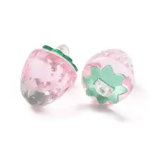 20Pcs Strawberry Transparent Acrylic Pendants, 18x13.5mm - Pink - View 3