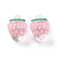 20Pcs Strawberry Transparent Acrylic Pendants, 18x13.5mm - Pink - View 2