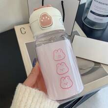 VANLFY 1pc 400ml Water Bottle, Simple Bottle For Drinking - Pink - View 1