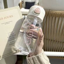 VANLFY 1pc 400ml Water Bottle, Simple Bottle For Drinking - Pink - View 2