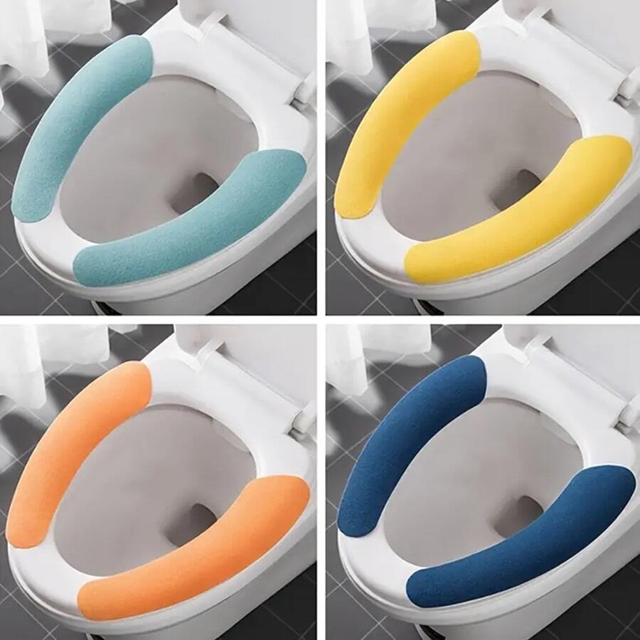 1 tấm thảm lót bồn cầu tự dính, trang trí mùa thu, chống thấm nước và có thể giặt được, nhiều màu, 2 tấm - Nhiều màu - Xem 1