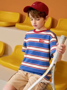 Tops con trai Đắp vá Lá thư Sọc Giải trí - Nhiều màu - Xem 10