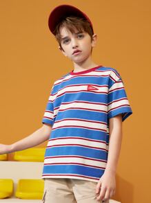 Tops con trai Đắp vá Lá thư Sọc Giải trí - Nhiều màu - Xem 9