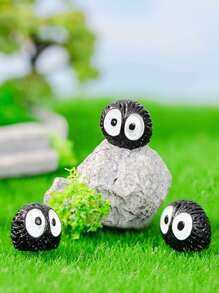 1 Set Of 20pcs Cute Miniature Black Coal Ball Ornament For Moss Plant, Succulent, Desktop Decoration