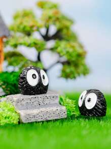 1 Set Of 20pcs Cute Miniature Black Coal Ball Ornament For Moss Plant, Succulent, Desktop Decoration