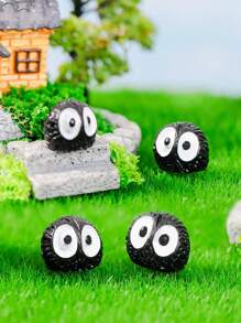 1 Set Of 20pcs Cute Miniature Black Coal Ball Ornament For Moss Plant, Succulent, Desktop Decoration