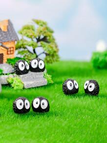 1 Set Of 20pcs Cute Miniature Black Coal Ball Ornament For Moss Plant, Succulent, Desktop Decoration
