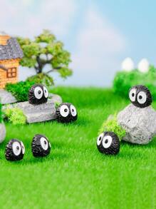 1 Set Of 20pcs Cute Miniature Black Coal Ball Ornament For Moss Plant, Succulent, Desktop Decoration