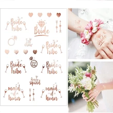1Pc Bachelor/Bachelorette Party Golden Flash Tattoo Sticker, Wedding Temporary Tattoo Sticker, Suitable For Festival, Party And Wedding Fake Tattoos - Dusty Pink - View 5