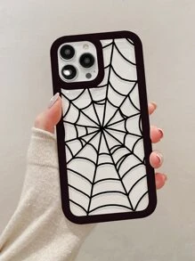 1 件万圣节蜘蛛网印花防摔气囊手机壳，带全包裹透明保护套，兼容 Iphone 6/6s/6 Plus/7/8/X/Xs Max/Xr/11/12/13/14/Se/11pro/12pro/13pro/14pro/12mini/13mini/11promax/12promax/13promax/14promax/14plus - 男女通用 - 無色 - 查看 1