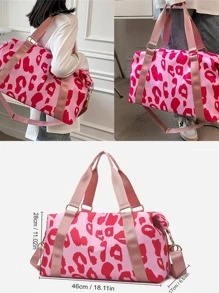 豹紋雙柄旅行袋-運動、健身和旅遊的理想之選，具有濕/乾分隔功能 - 粉色 - 查看 4