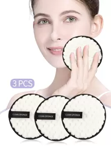 MAANGE 3 Stücke Make-up Entferner Pads, Sanfte & Hautfreundliche Reinigungstücher, Reinigungswerkzeuge, praktisch für die Reise - Weiss - Übersicht 3