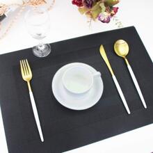 4pcs Black Double-border Pvc Dining Mat, Waterproof, Heat-resistant, Washable, Easy-clean, Suitable For Table Decoration In Dining Room Or Living Room