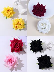 2pcs Flower Decor Hair Clip Valentine's Day Accessories - Multicolor - View 1