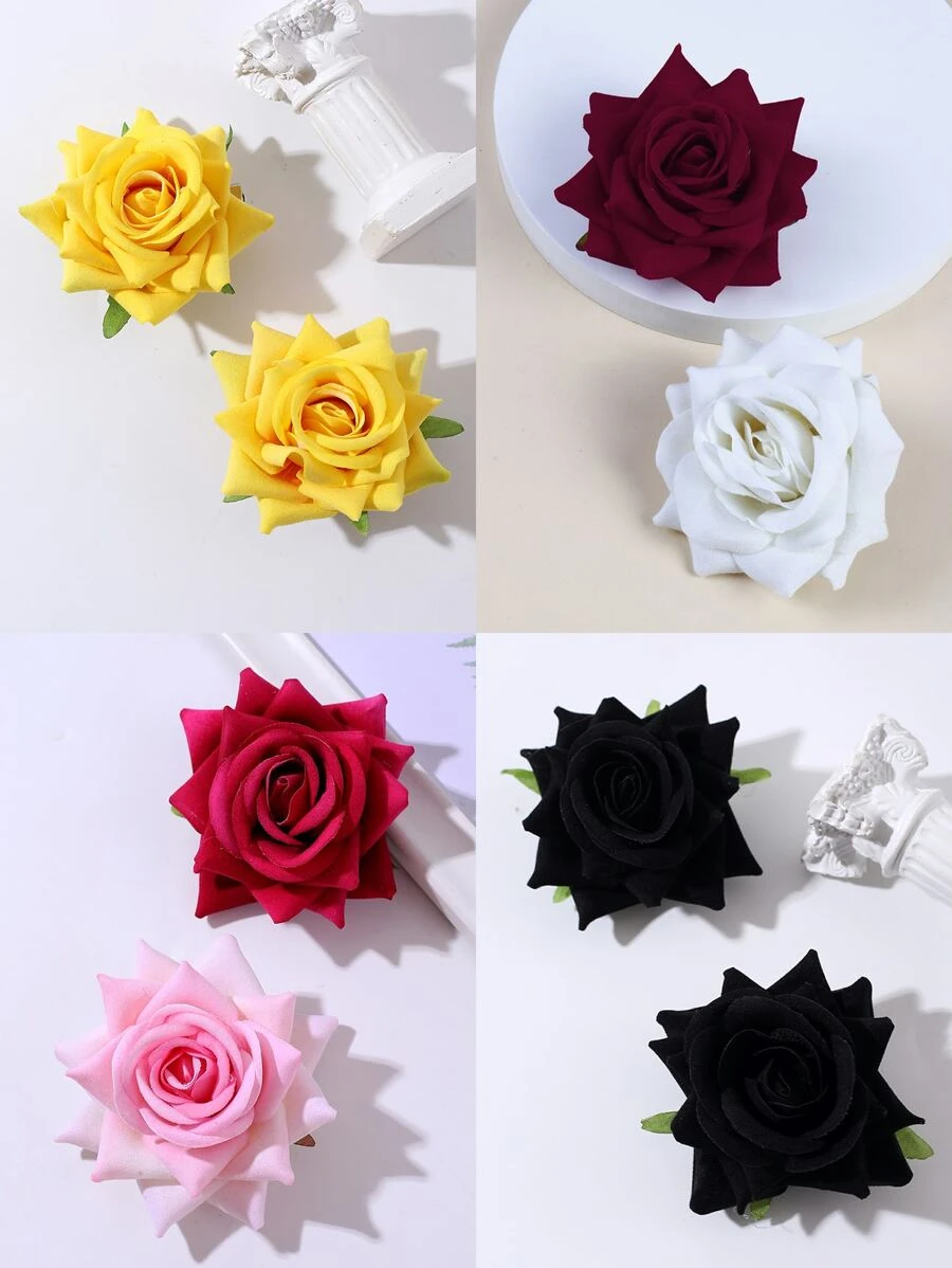 2pcs Flower Decor Hair Clip Valentine's Day Accessories - Multicolor - View 1