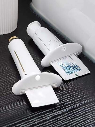 2件套牙膏挤压器，创意手动牙膏分配器，护手霜化妆品收纳盒，浴室配件，适用于梳妆台、浴室、卧室、客厅、圣诞节、圣诞装饰，很棒的家居礼物