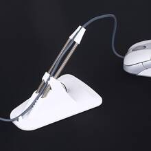 1pc White Triangle Spring Mouse Cord Management Device, For Gaming Mouse Line Bracket / Cable Clip Fixer / Metal & Plastic Material / Bungee Jumper Style & Flexible / Cable Management / Cable Drafter & Mouse Line Fixing Bracket / Elasticity Adjustable For Enhanced Mouse Sensitivity With Anti-slip Sticker / Used For Electronic Gaming Pc Game E-sports Mouse Cable - White - View 1