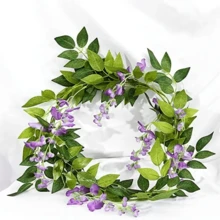 1入組2米/6.56英尺假繡球葉藤,裝飾植物藤蔓,牆壁佈置家居浴室裝飾配件人造花