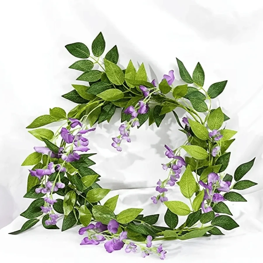 1入組2米/6.56英尺假繡球葉藤,裝飾植物藤蔓,牆壁佈置家居浴室裝飾配件人造花