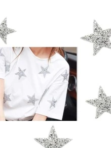 5入組星形和五芒星形藍/灰/月光色樹脂鑲鑽熱貼修飾diy衣服/包包/裝飾鞋 - 藍色 - 查看 2