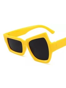 Gafas De Sol Cuadradas Irregulares Lentes De Sol Diseñador - Amarillo - Ver 2