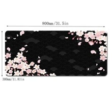 1pc Cherry Blossom Mouse Pad Black Aesthetics Desk Mat 35.4x15.7 Inch Oversized Thickened Office Desk Accessories Desk Pad With Rubber Edged Keyboard Computer Office As Gifts For Women Girl Boy,School Supplies,Back To School - Black - View 6
