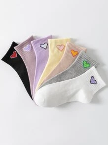 7pairs Women's Heart Patterned Socks - Multicolor - View 3