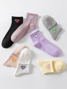 7pairs Women's Heart Patterned Socks - Multicolor - View 4