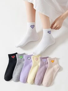 7pairs Women's Heart Patterned Socks - Multicolor - View 5